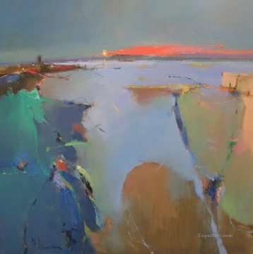 Landscapes Painting - Sunset over the Loch abstract seascape